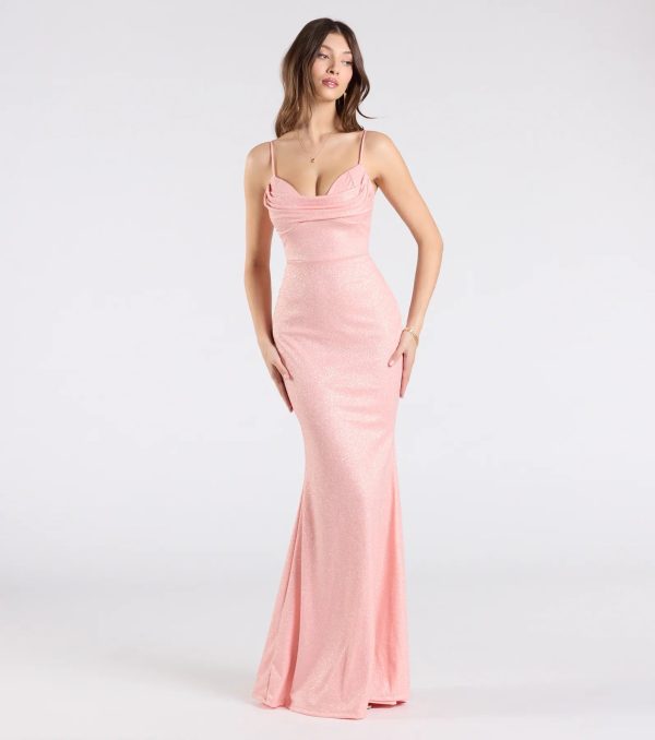 Acacia Glitter Knit Cowl Neck Mermaid Dress - Image 13