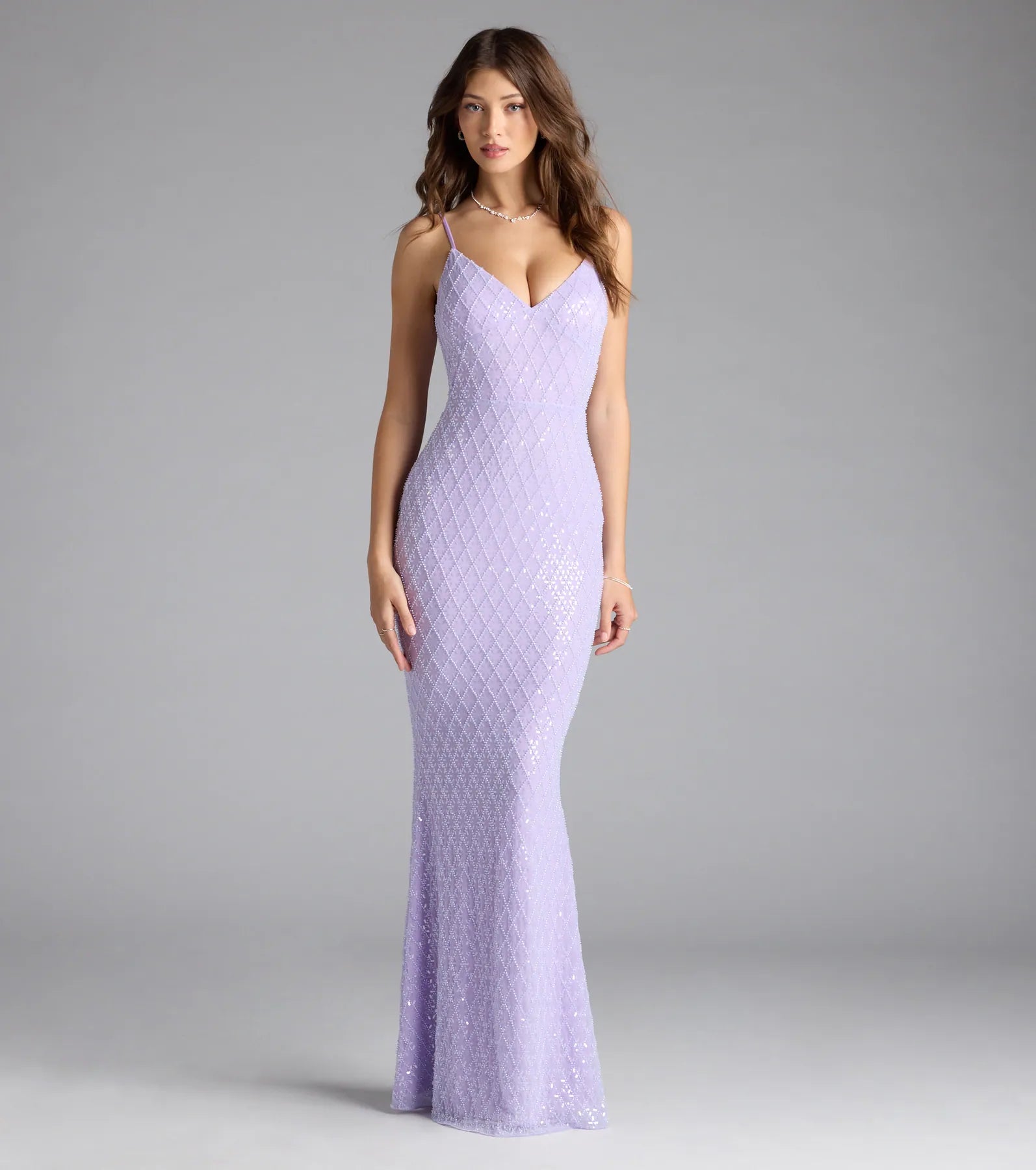 Kaylie V-Neck Bodycon Sequin Bead Formal Dress - Image 9