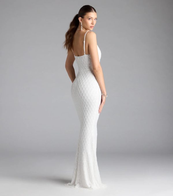 Kaylie V-Neck Bodycon Sequin Bead Formal Dress - Image 6
