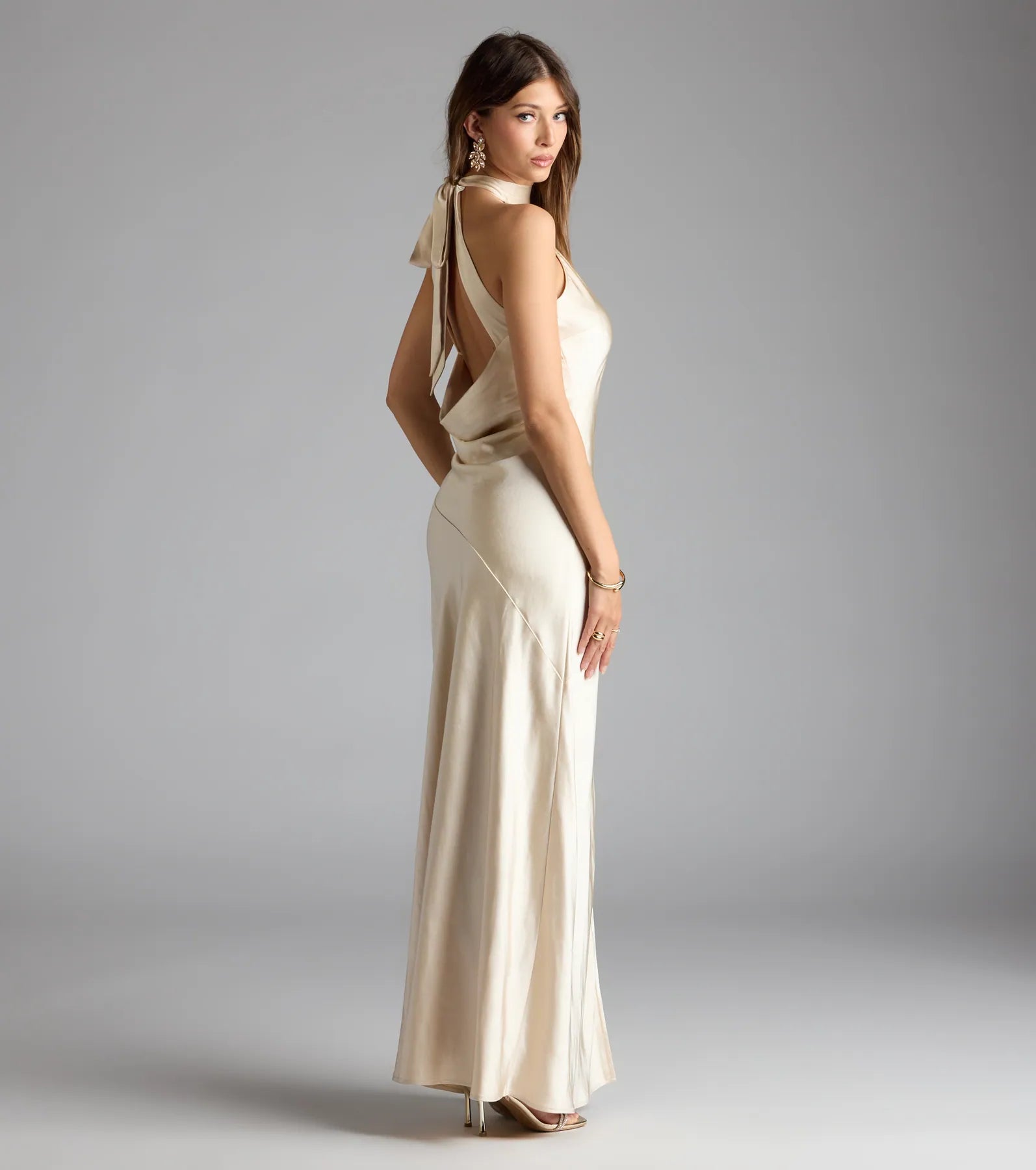 Andie Halter Open Back Slit Satin Formal Dress - Image 12