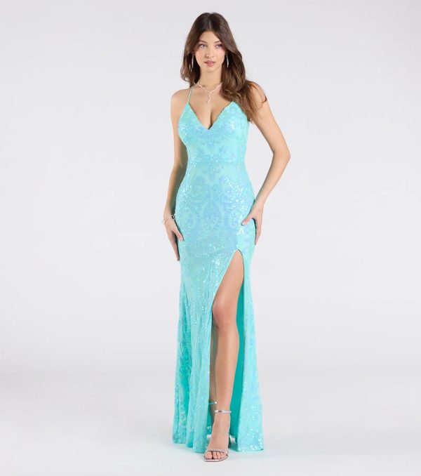 Kensley Open Back Slit Sequin Formal Dress - Image 5