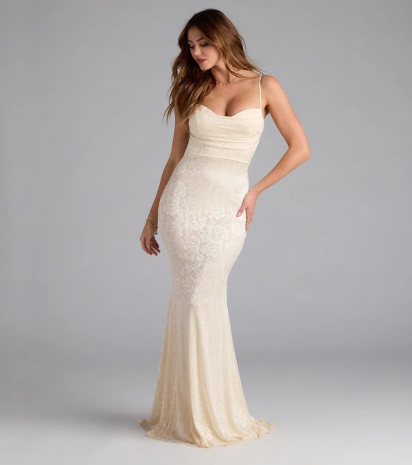 Haisley Open Back Floral Lace Mermaid Dress - Image 8