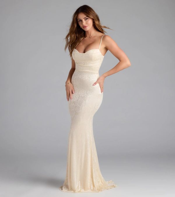Haisley Open Back Floral Lace Mermaid Dress - Image 12