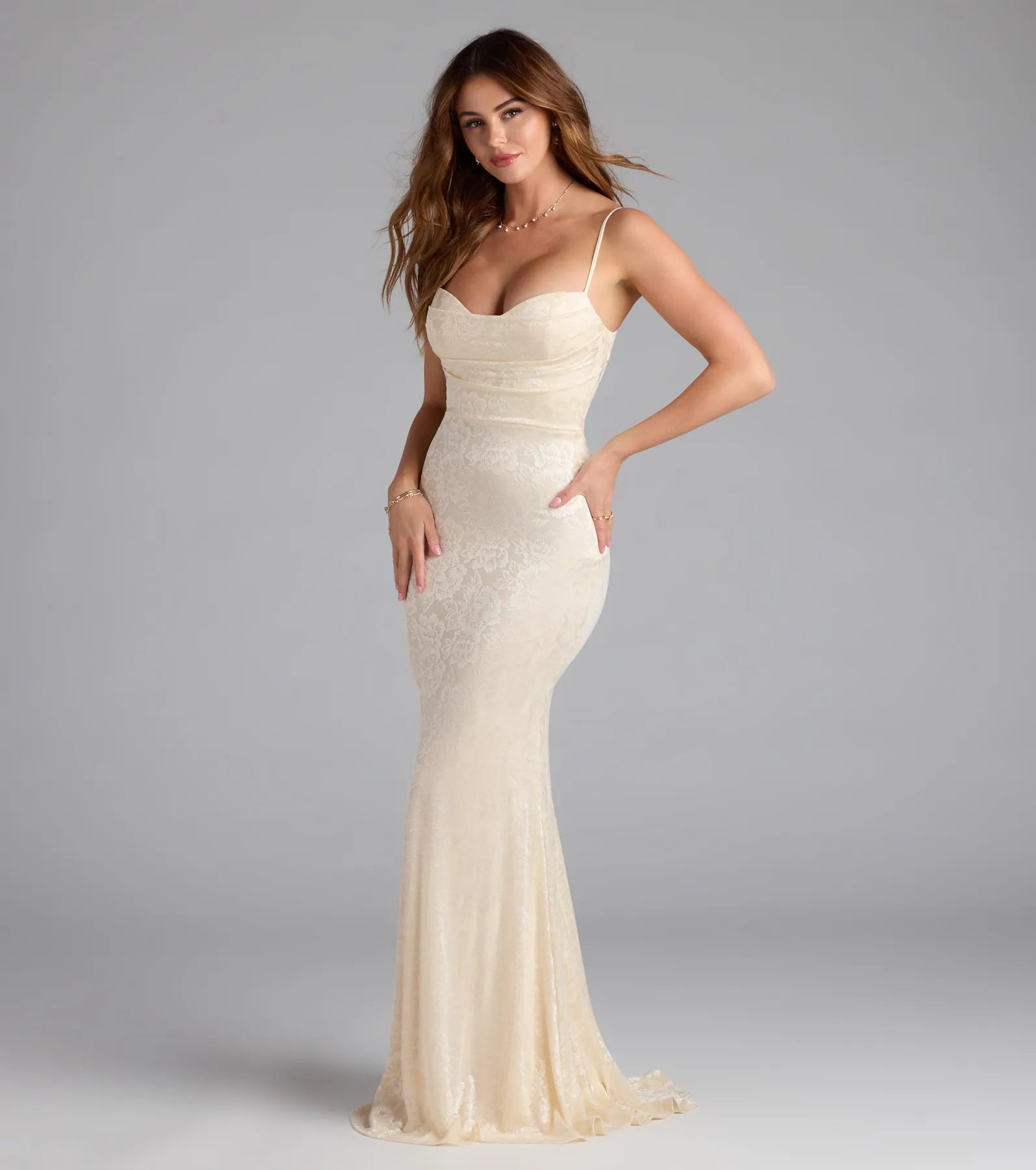 Haisley Open Back Floral Lace Mermaid Dress - Image 12