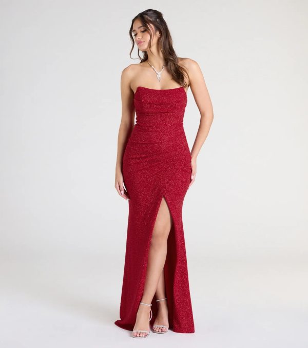 Perry Glitter Knit Wrap Slit Mermaid Dress - Image 6