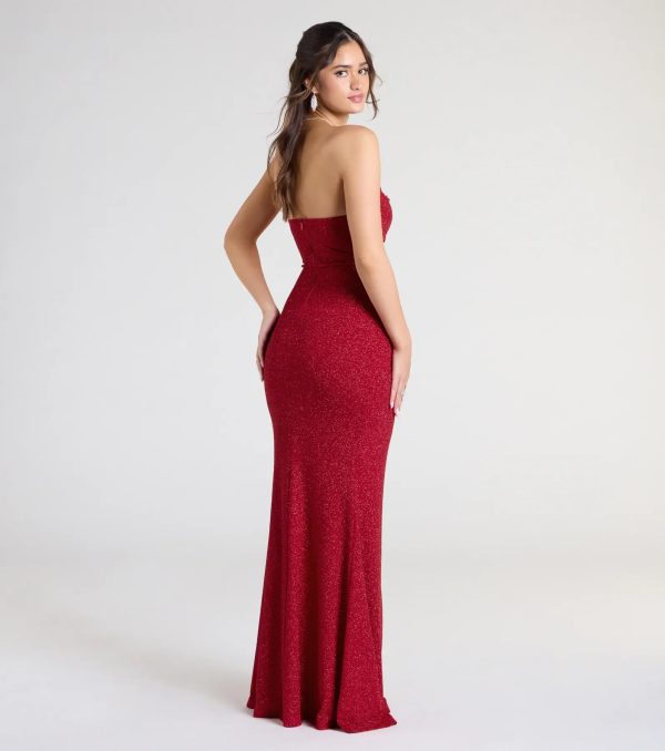 Perry Glitter Knit Wrap Slit Mermaid Dress - Image 7