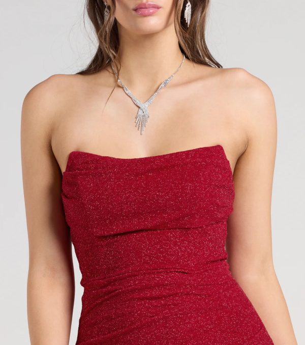 Perry Glitter Knit Wrap Slit Mermaid Dress - Image 8