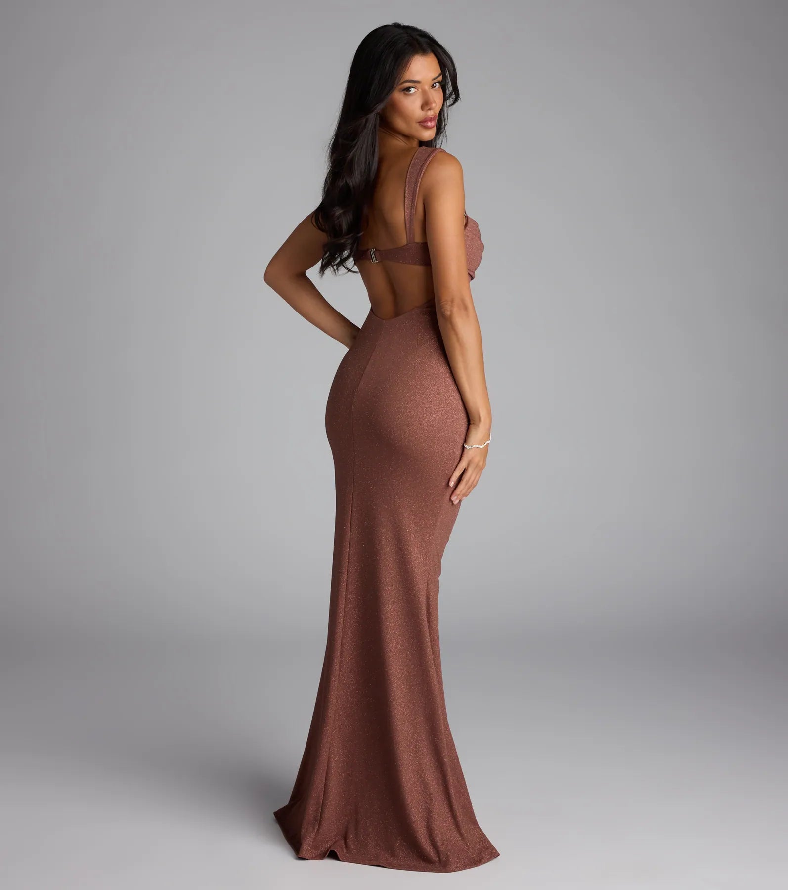 Catherine Open Back Mermaid Glitter Formal Dress - Image 6
