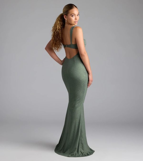 Catherine Open Back Mermaid Glitter Formal Dress - Image 2