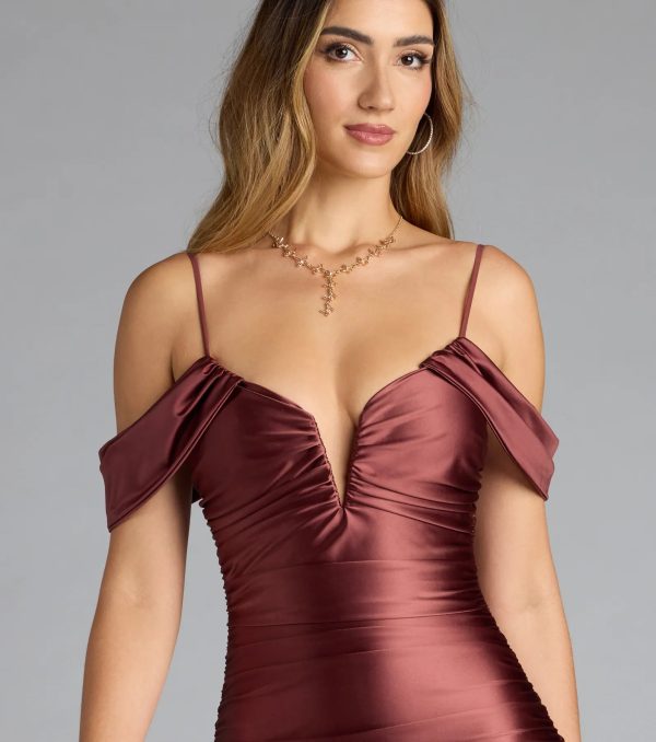 Jelene Cold-Shoulder Mermaid Satin Formal Dress - Image 3