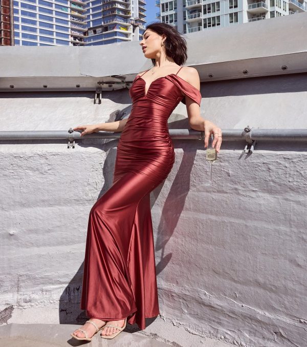 Jelene Cold-Shoulder Mermaid Satin Formal Dress - Image 5