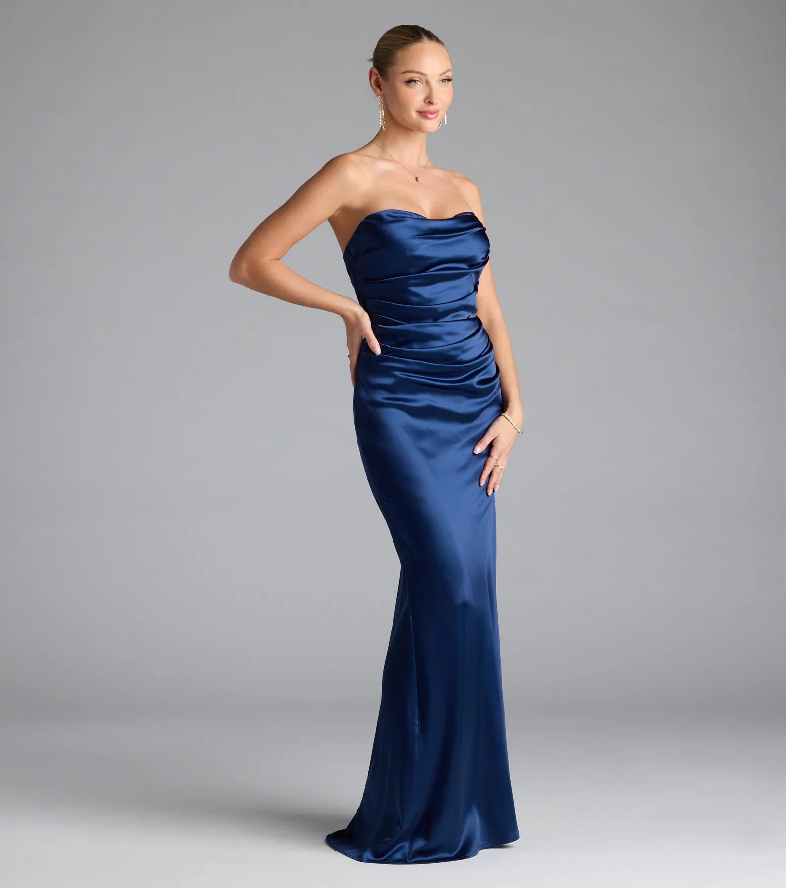Colette Strapless Mermaid Satin Formal Dress - Image 4