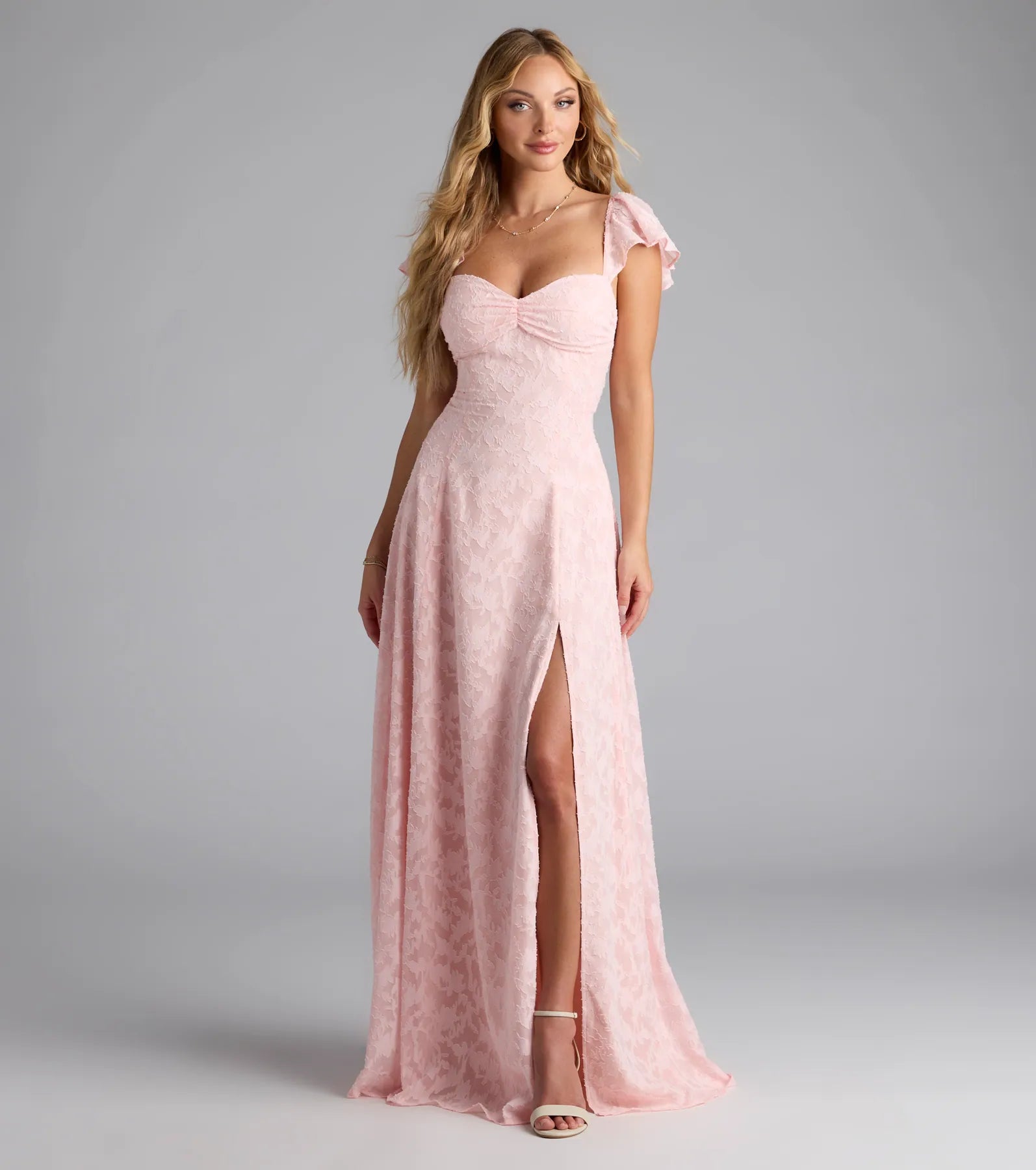 Vittoria Flutter Sleeve A-Line Chiffon Formal Dress - Image 5