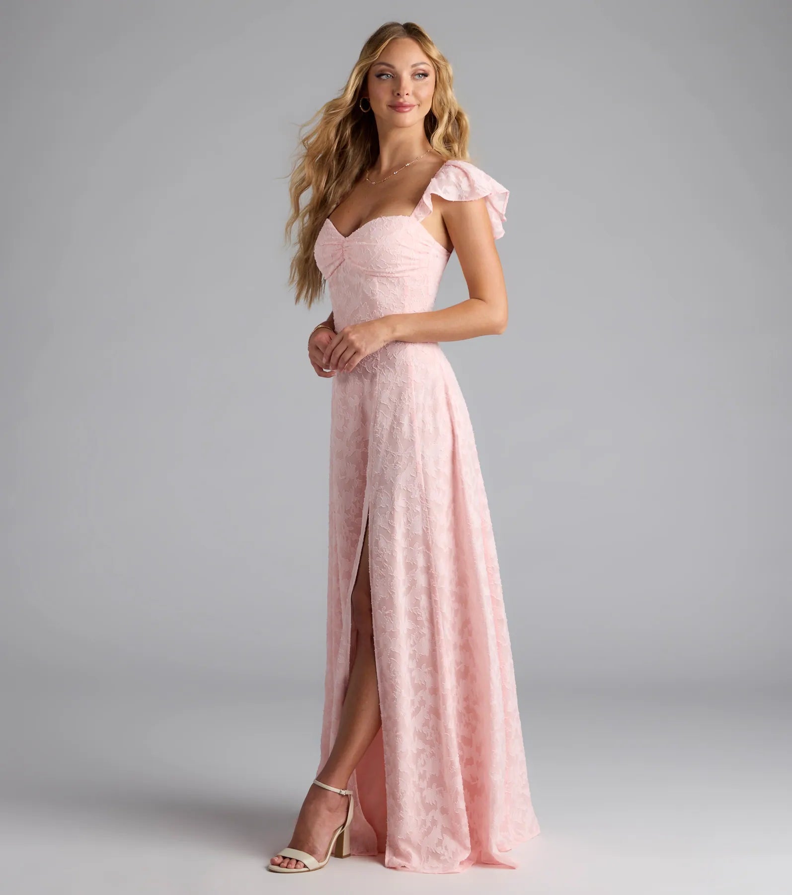 Vittoria Flutter Sleeve A-Line Chiffon Formal Dress - Image 8