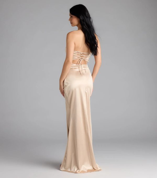Elenora Lace-Up Mermaid Satin Formal Dress - Image 2
