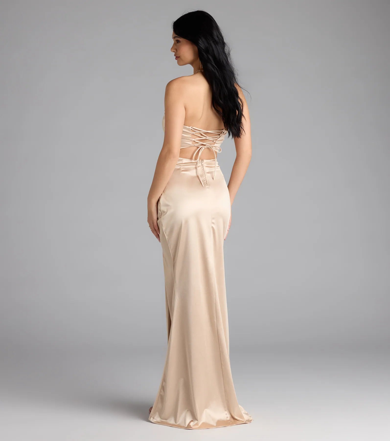 Elenora Lace-Up Mermaid Satin Formal Dress - Image 2