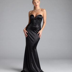 Amari Strapless Applique Mermaid Satin Formal Dress