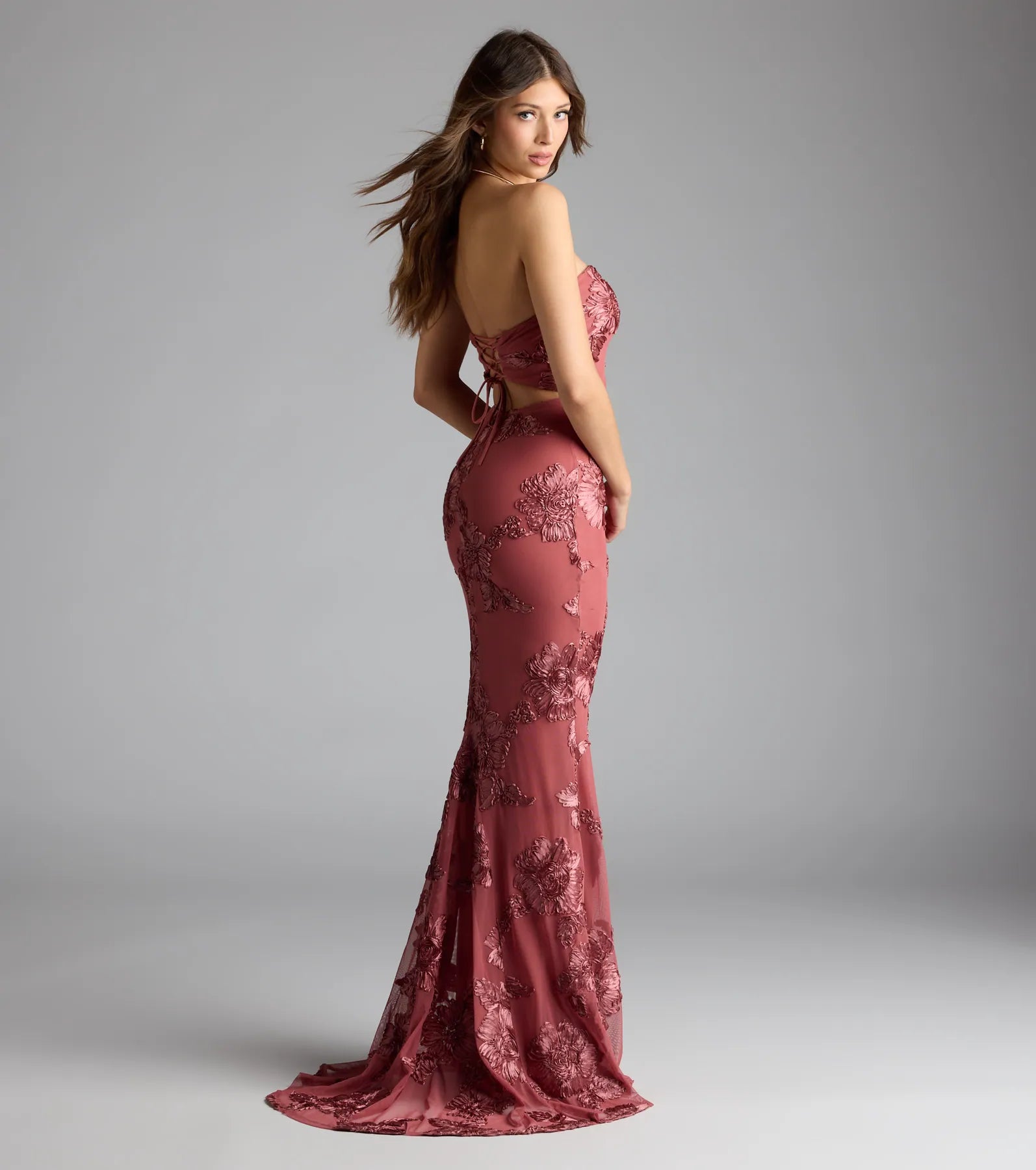 Ariela Lace-Up Cutout Mermaid Formal Dress - Image 2