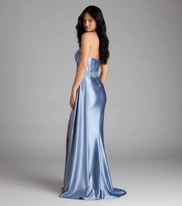 Christiane Corset Satin Formal Dress With Sash - Image 3