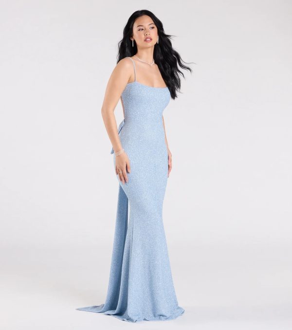 Gwendolyn Glitter Knit Bow-Back Mermaid Dress - Image 23