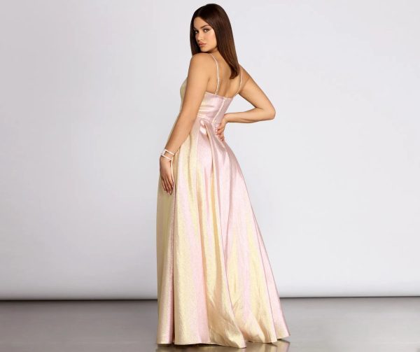 Jamille Metallic Glitter Pleated Ball Gown - Image 2