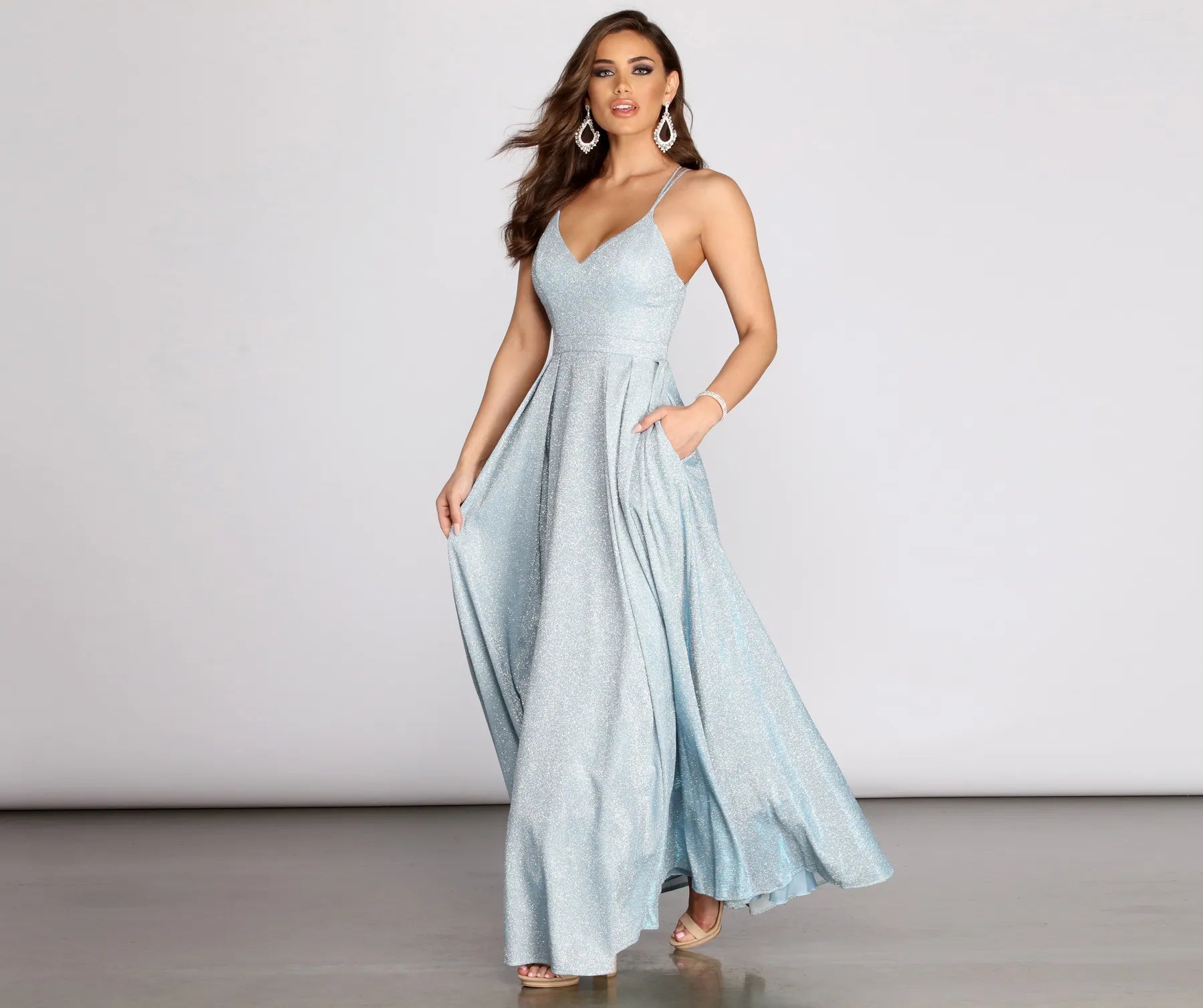 Lisette Glitter Shine Pleated Ball Gown - Image 4