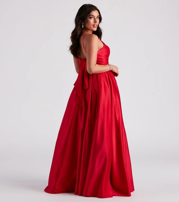 Darcie Satin Tie Back A-Line Ball Gown - Image 2