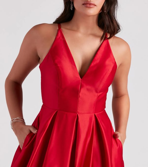 Darcie Satin Tie Back A-Line Ball Gown - Image 4