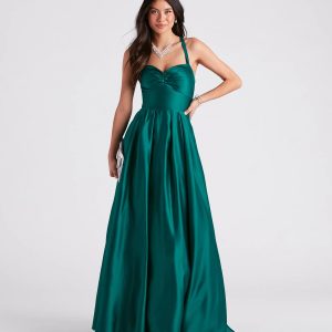 Jane Satin Lace-Up A-Line Ball Gown