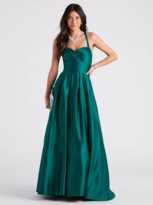 Jane Satin Lace-Up A-Line Ball Gown