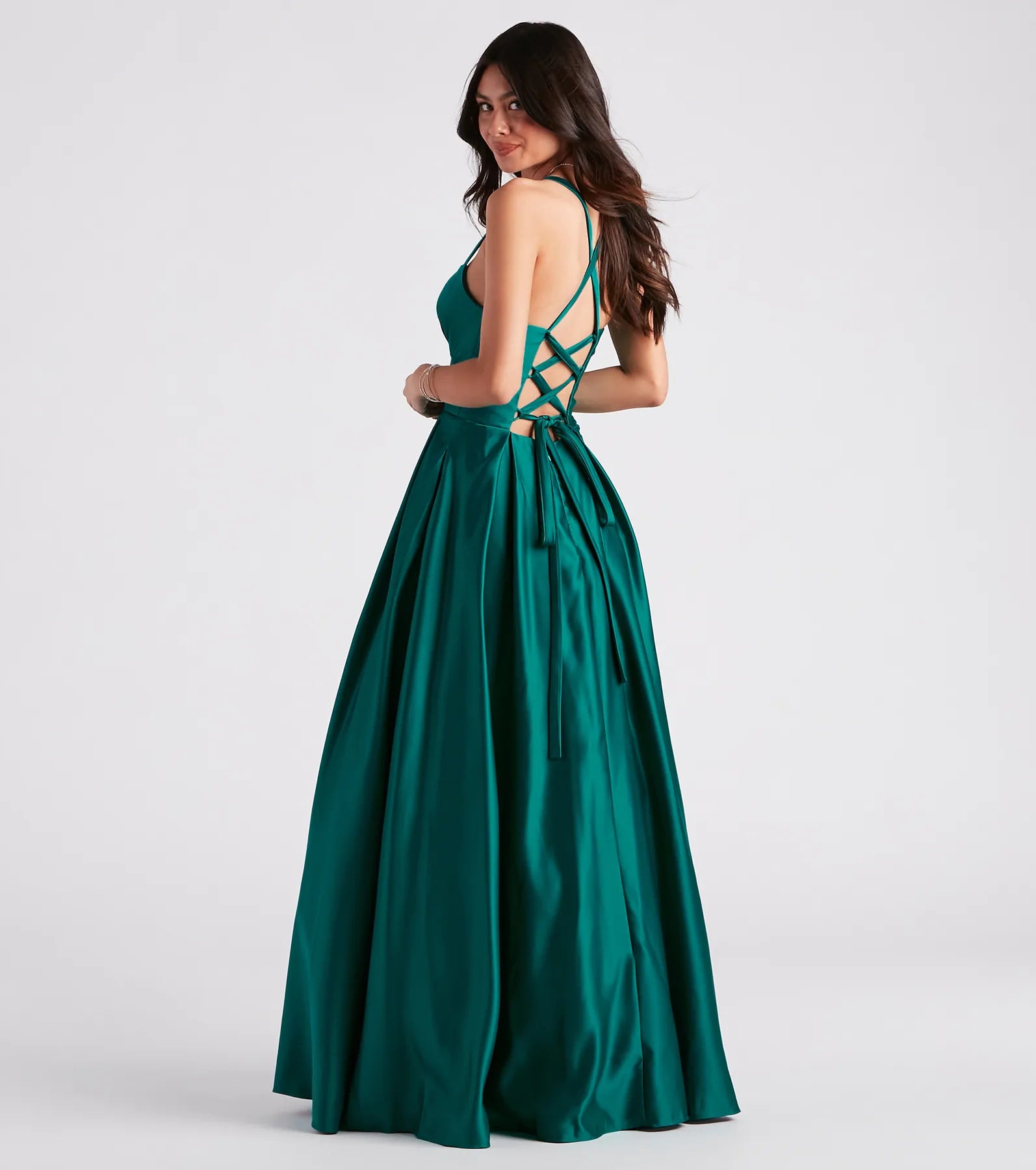 Jane Satin Lace-Up A-Line Ball Gown - Image 2