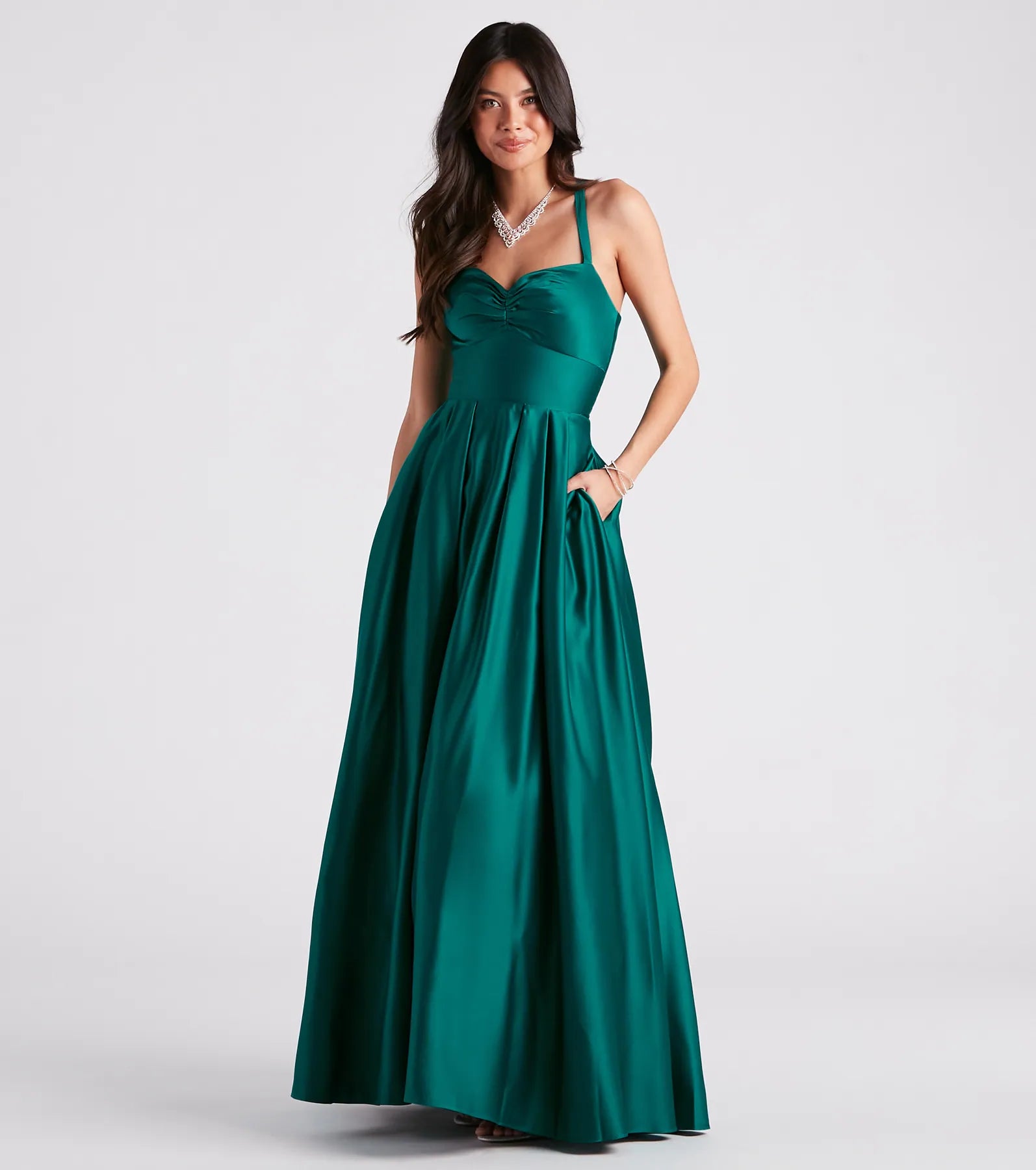 Jane Satin Lace-Up A-Line Ball Gown - Image 3