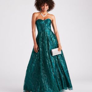 Ivy Glitter Corset Strapless Ball Gown