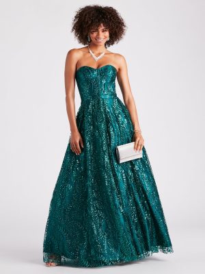 Ivy Glitter Corset Strapless Ball Gown