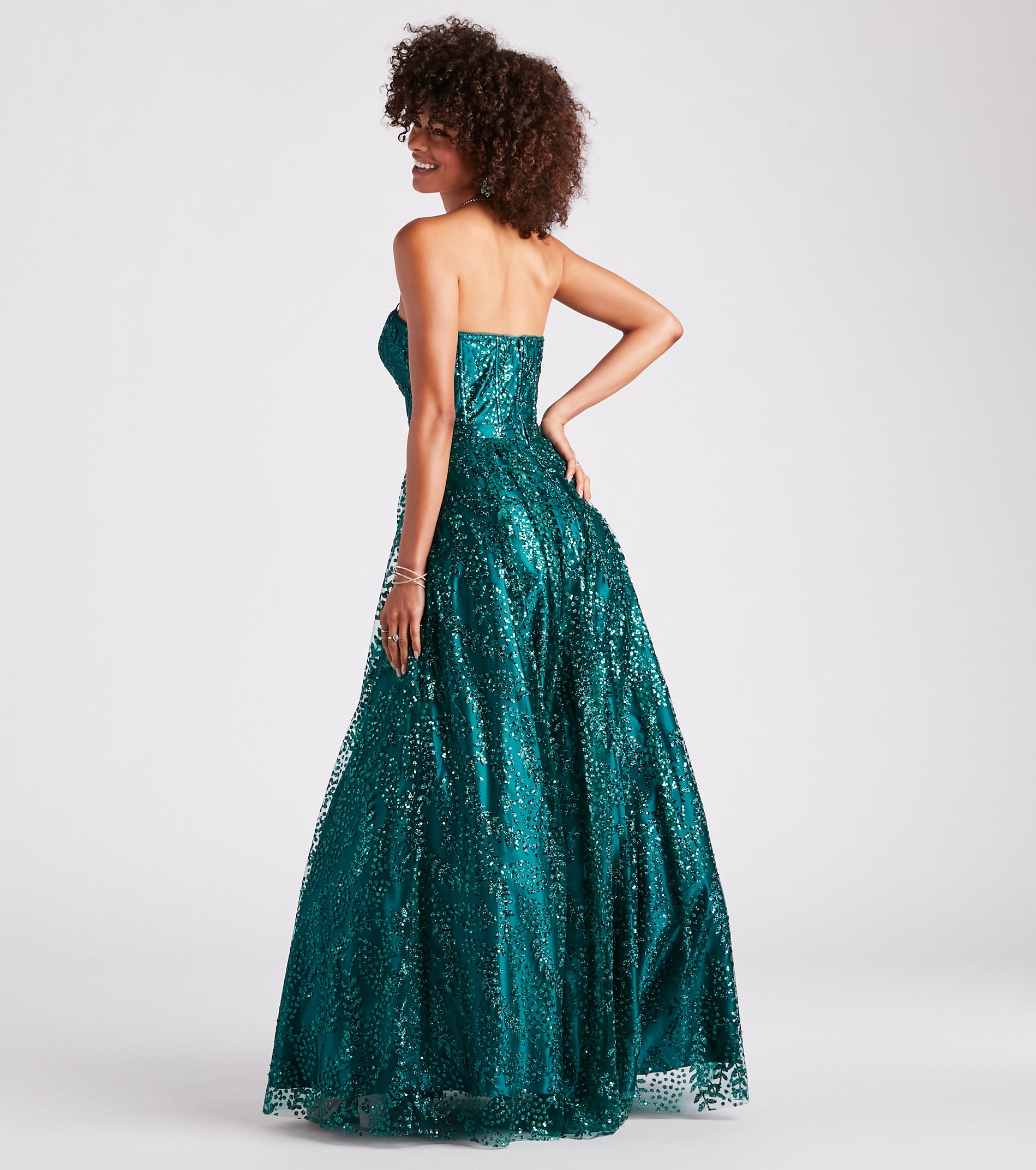 Ivy Glitter Corset Strapless Ball Gown - Image 2