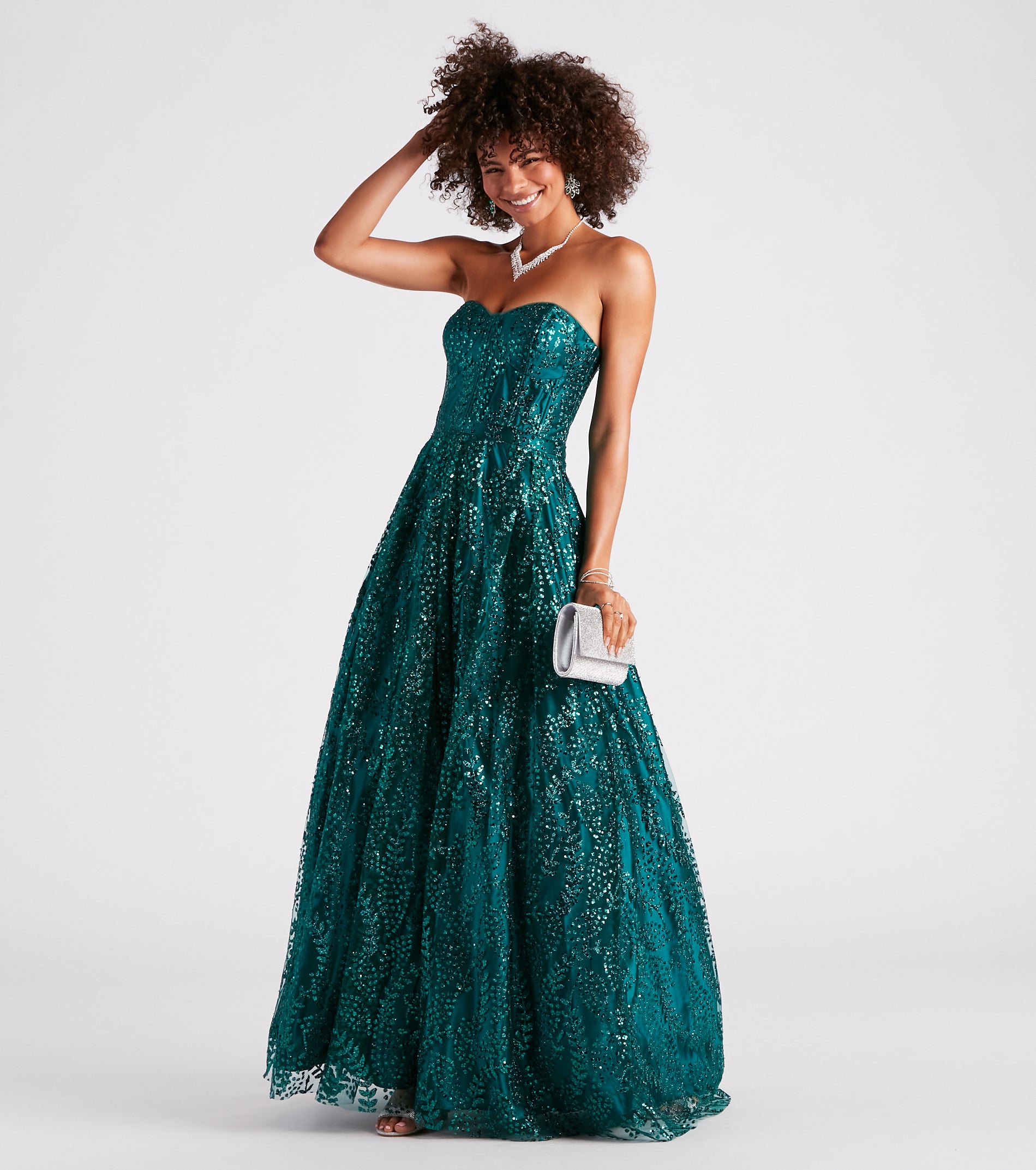 Ivy Glitter Corset Strapless Ball Gown - Image 3