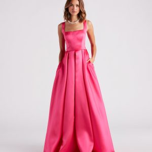 Kristine Satin Lace-Up A-Line Ball Gown
