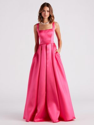 Kristine Satin Lace-Up A-Line Ball Gown