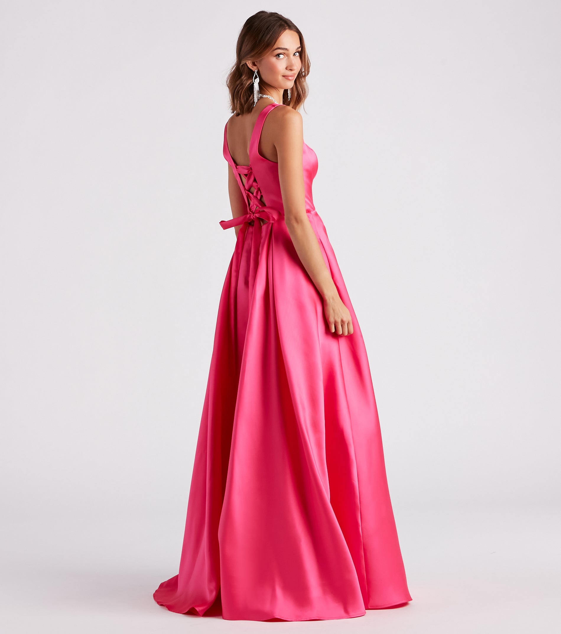Kristine Satin Lace-Up A-Line Ball Gown - Image 2
