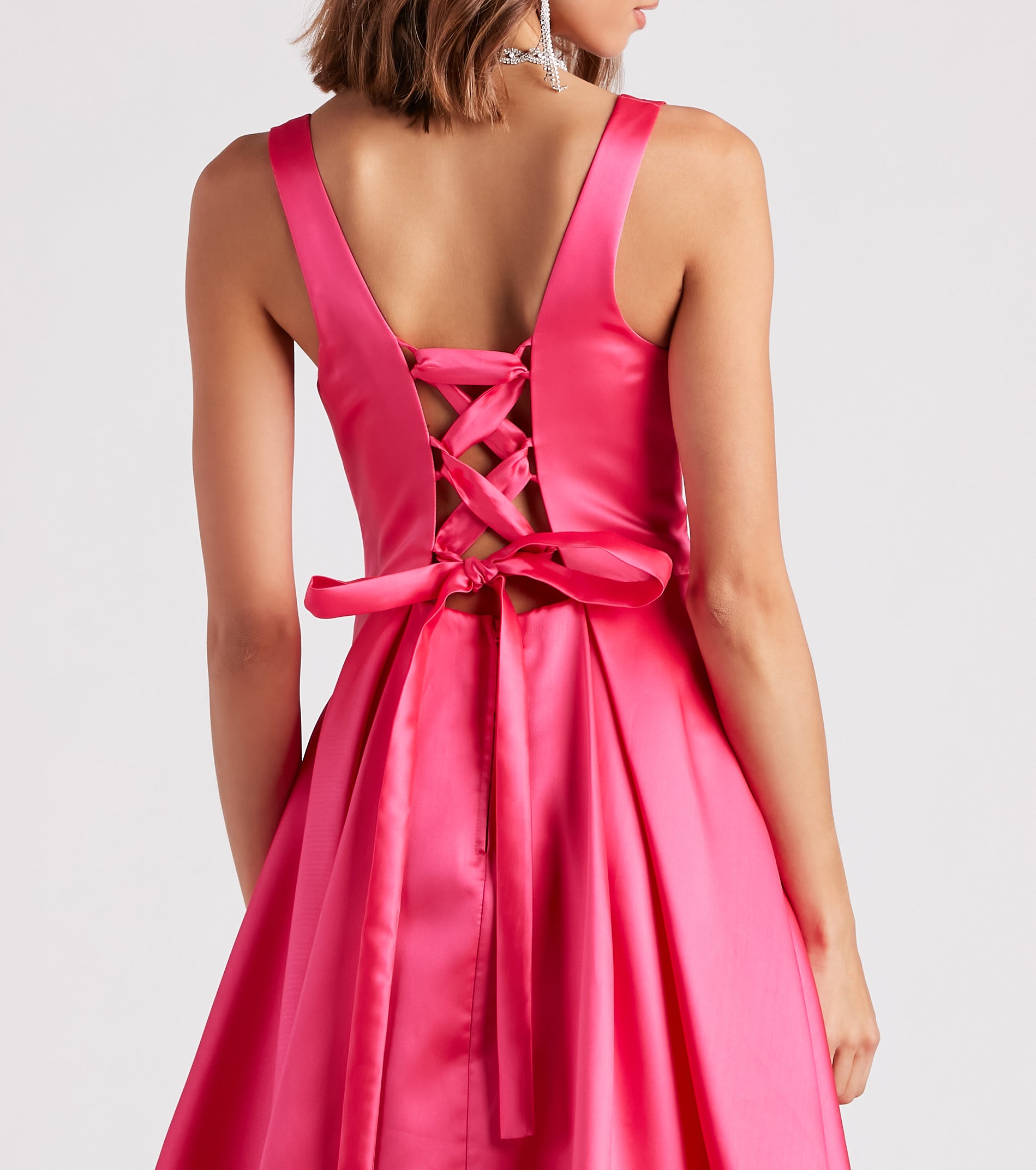 Kristine Satin Lace-Up A-Line Ball Gown - Image 4