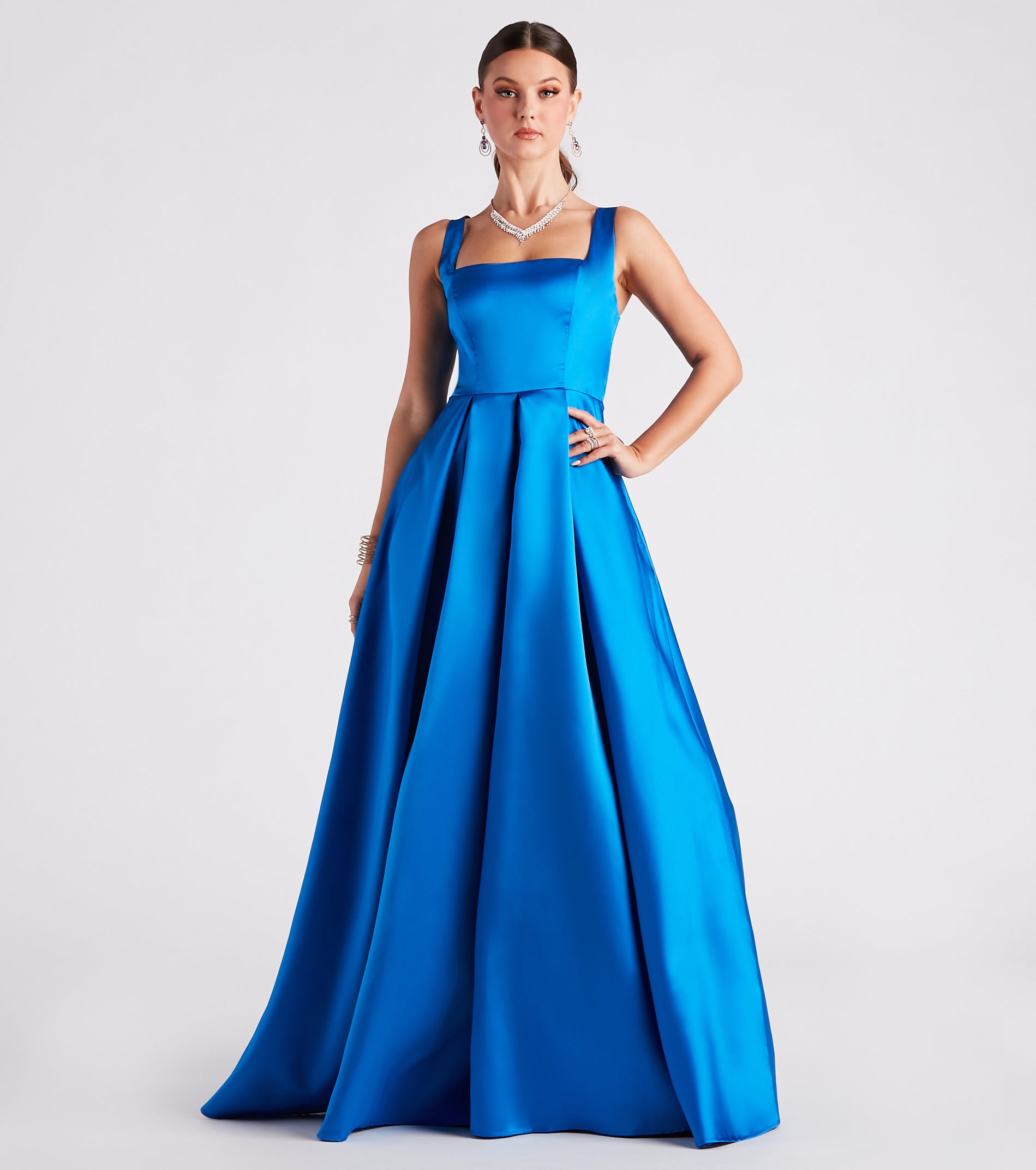 Kristine Satin Lace-Up A-Line Ball Gown - Image 9