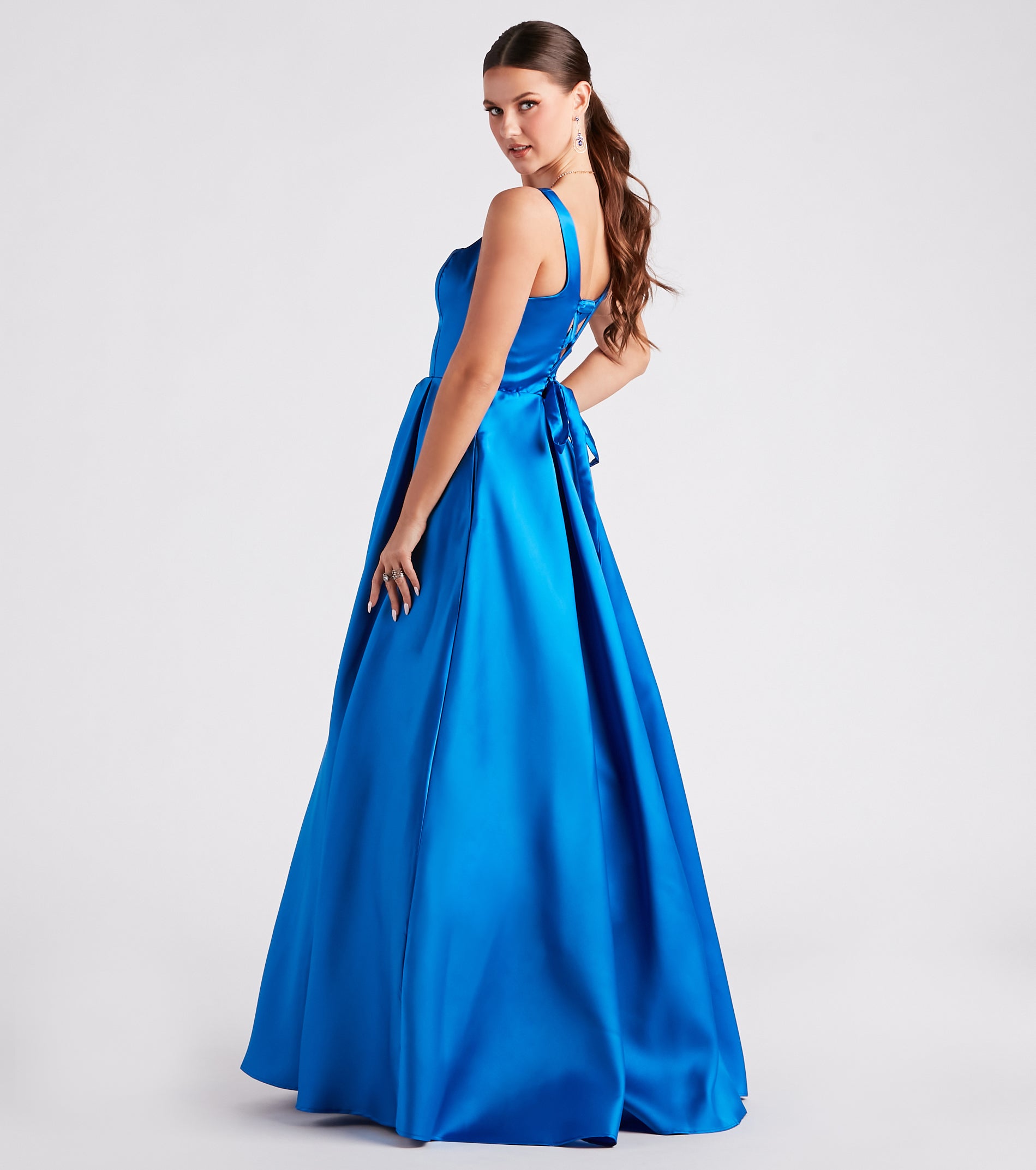 Kristine Satin Lace-Up A-Line Ball Gown - Image 10