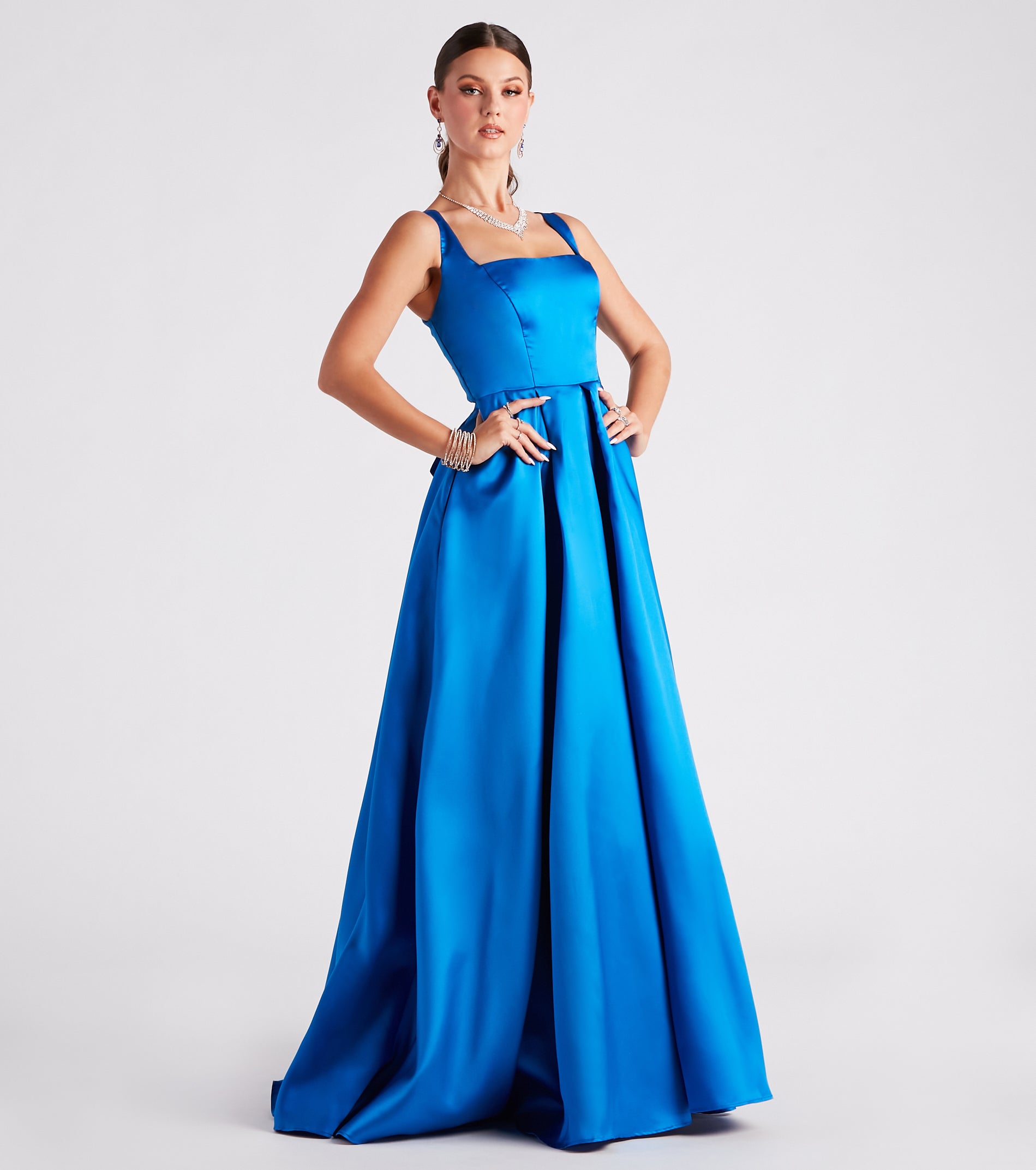 Kristine Satin Lace-Up A-Line Ball Gown - Image 11