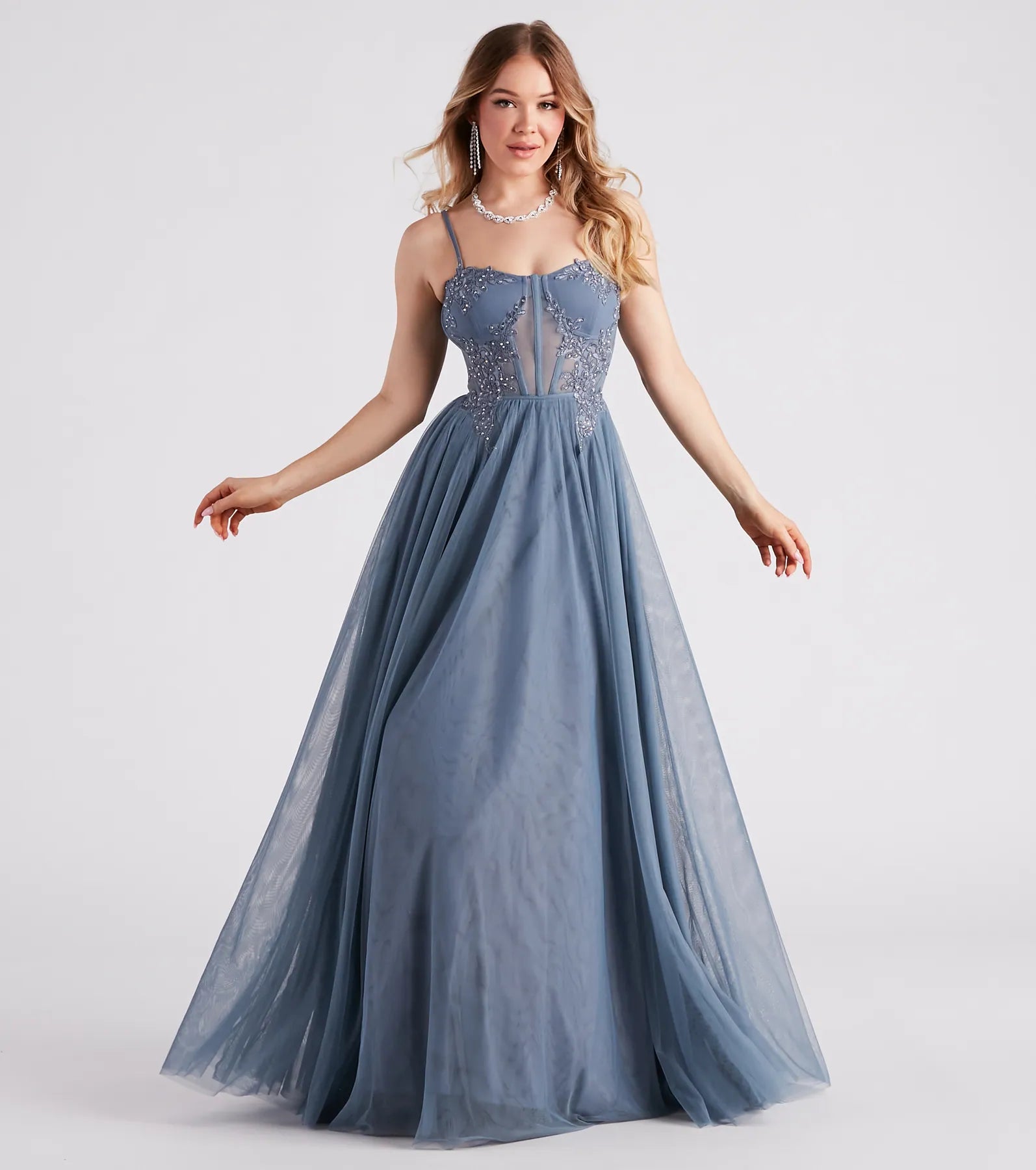 Alexandra Rhinestone Embroidered Tulle Ball Gown - Image 9