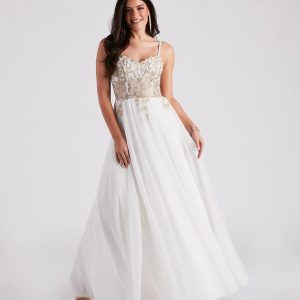 Alexandra Rhinestone Embroidered Tulle Ball Gown