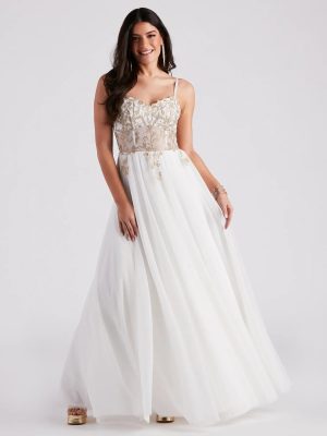 Alexandra Rhinestone Embroidered Tulle Ball Gown