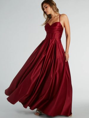 Kayla Satin Cowl A-Line Ball Gown