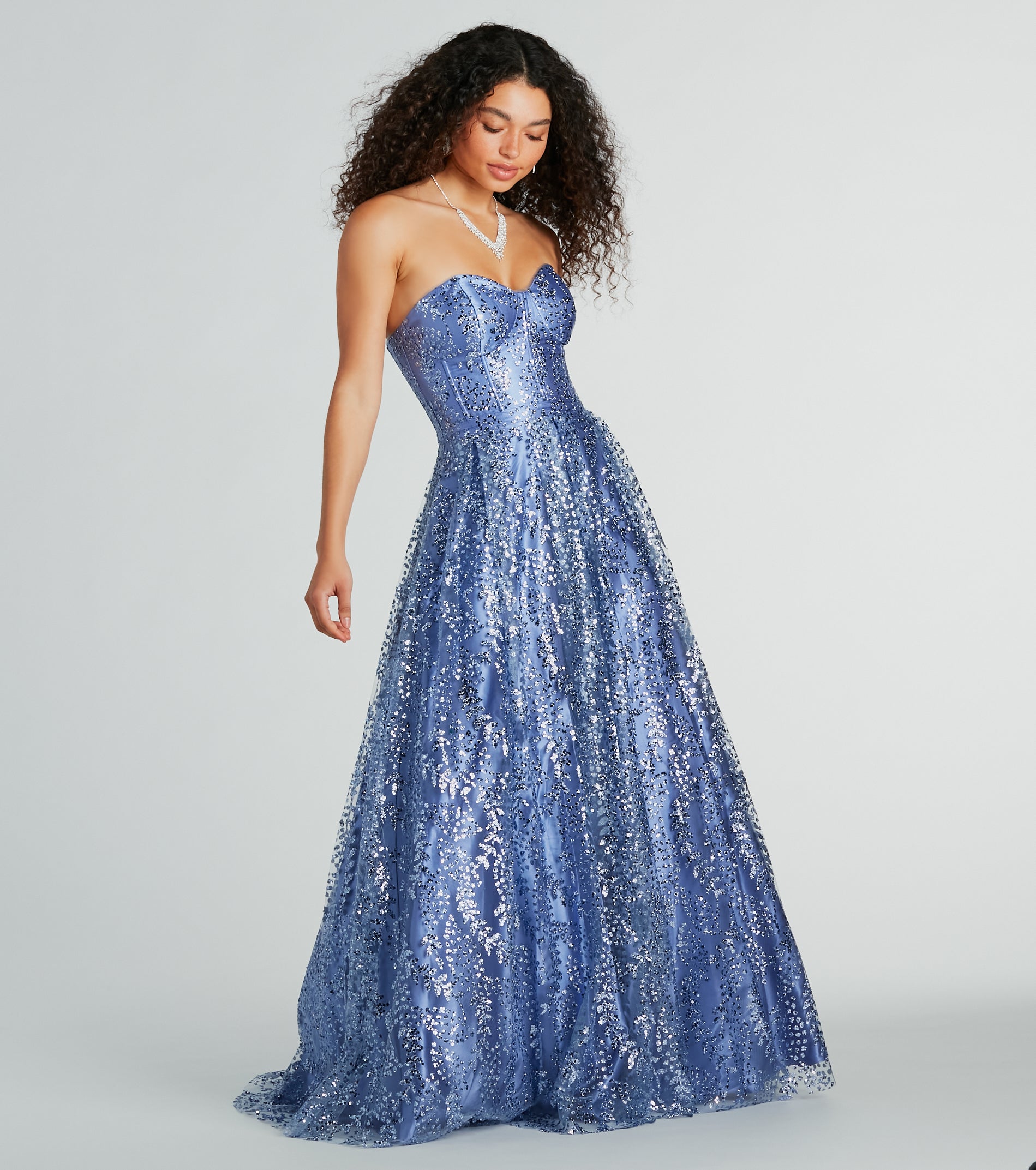 Ivy Glitter Corset Strapless Ball Gown - Image 7