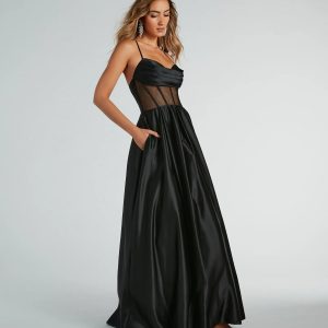 Georgina Satin Corset Lace-Up A-Line Ball Gown