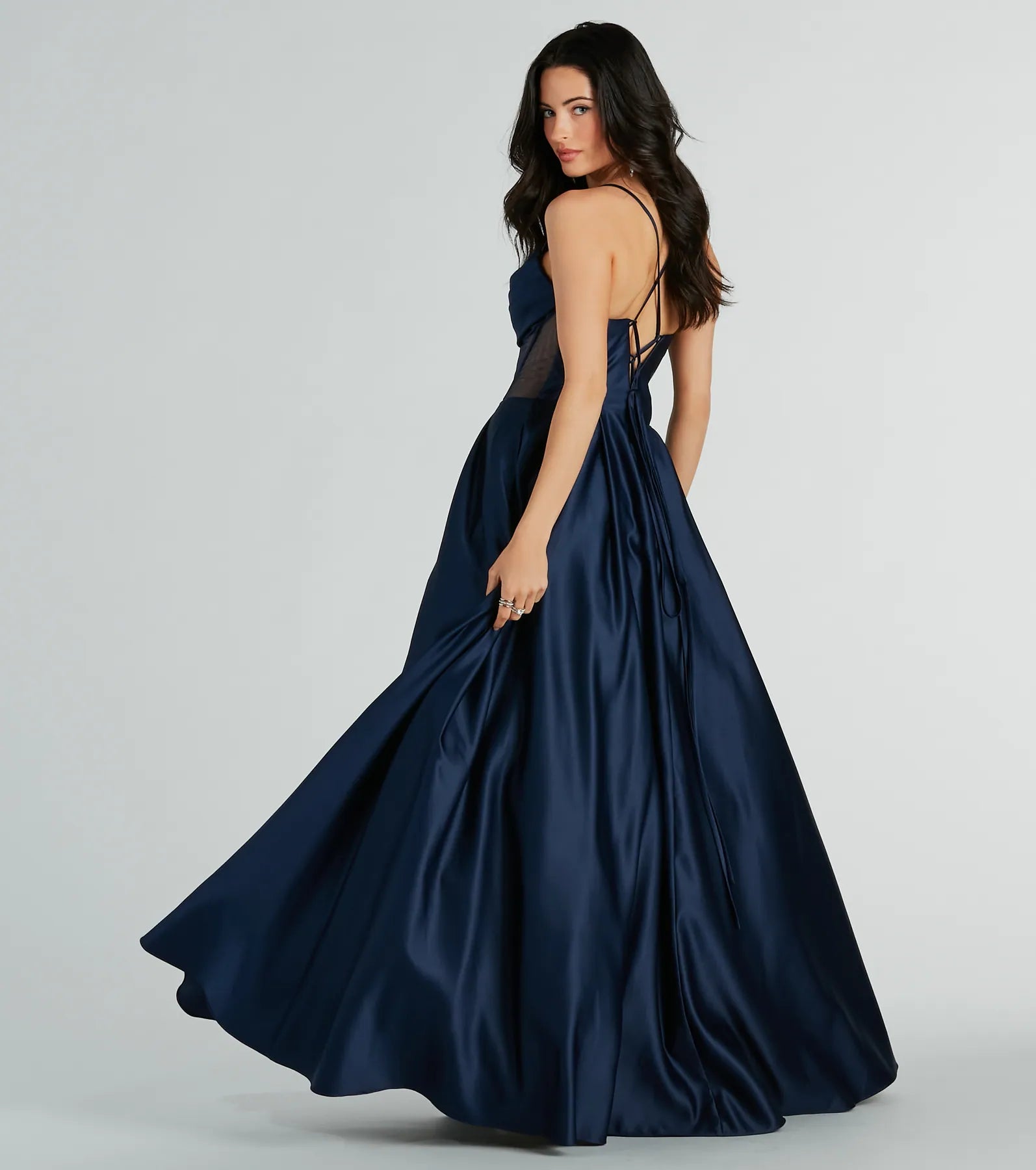 Georgina Satin Corset Lace-Up A-Line Ball Gown - Image 6